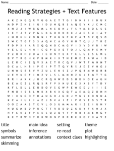 Reading Strategies Text Features Word Search WordMint