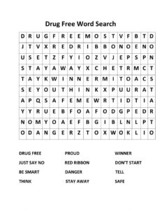 Red Ribbon Week Word Search Worksheet