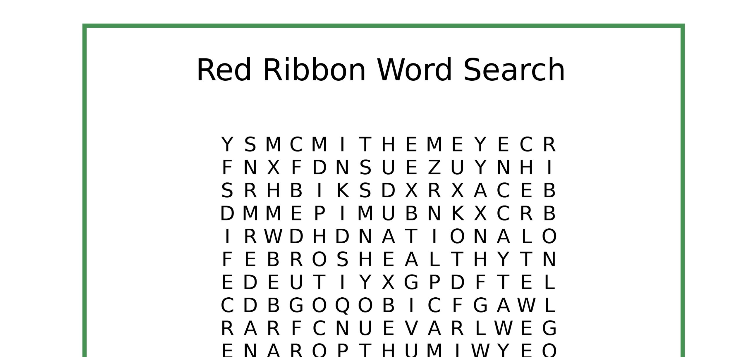 Red Ribbon Week Printable Word Search