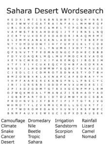 Sahara Desert Wordsearch WordMint