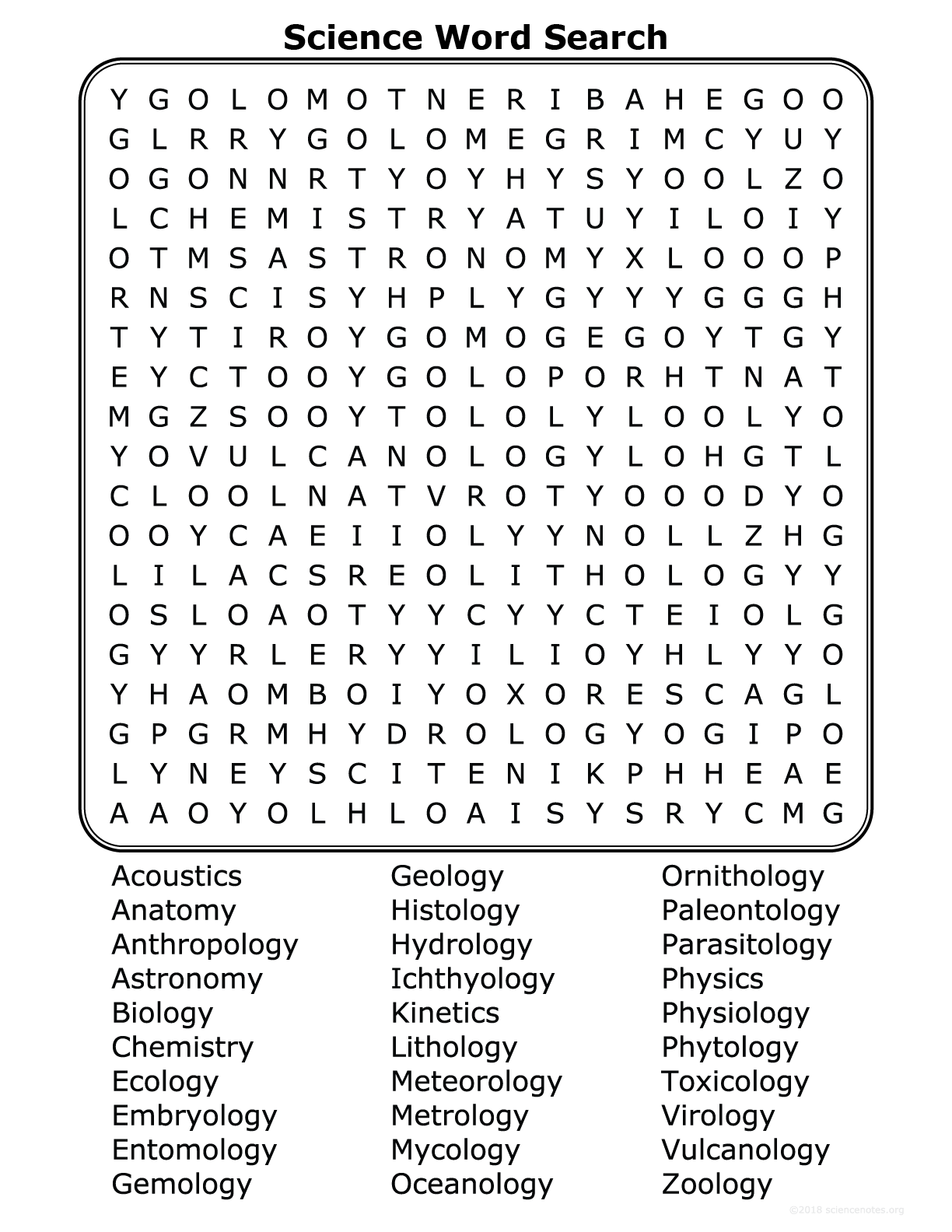 Free Printable Science Word Search Puzzles Word Search Printable