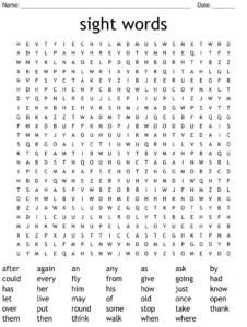 Sight Words Word Search WordMint