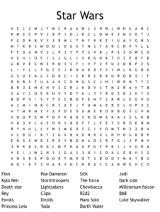 Star Wars Word Search WordMint