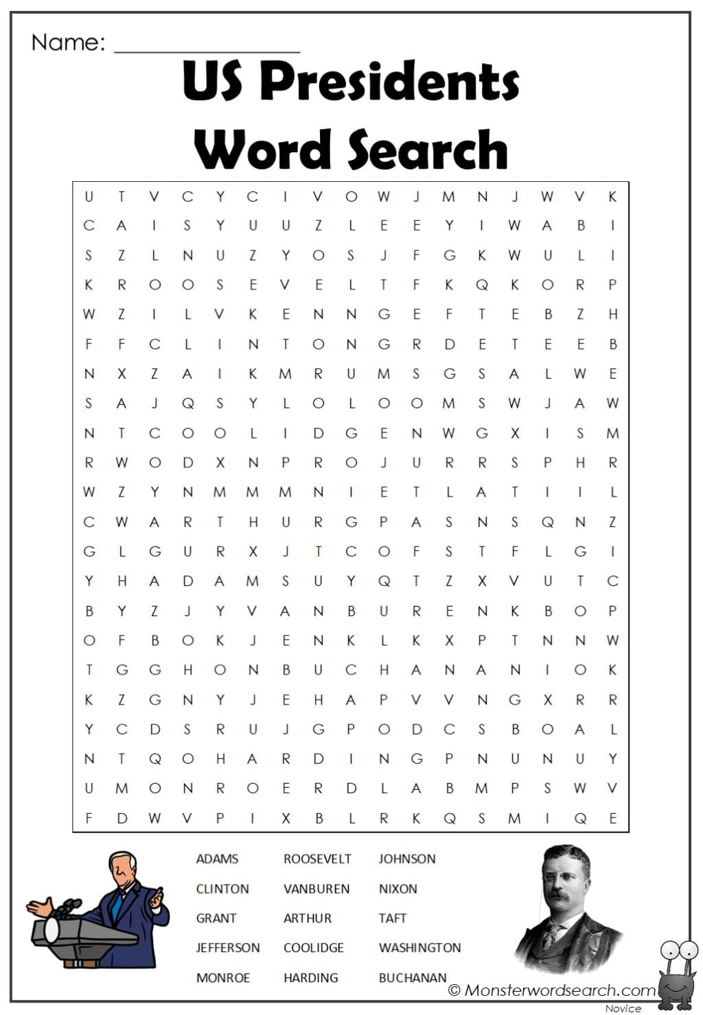 Us Presidents Word Search Printable