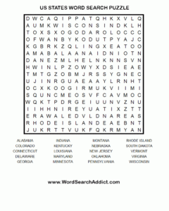 Us States Printable Word Search Puzzle Word Search Puzzles Printables 