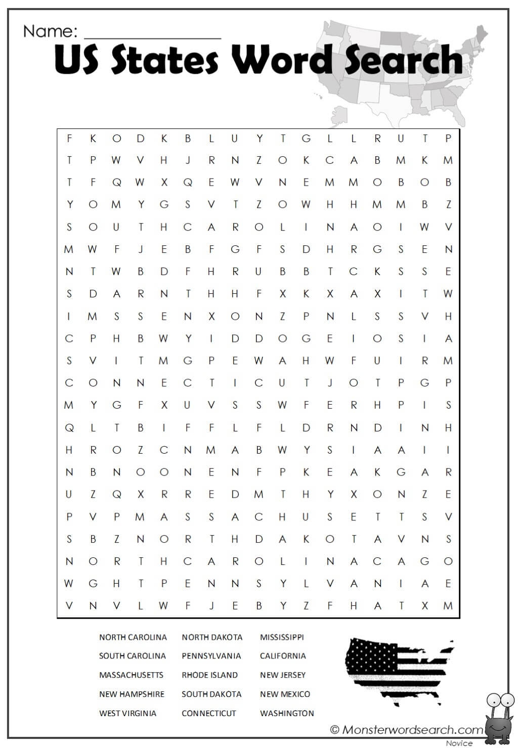 US States Word Search Monster Word Search