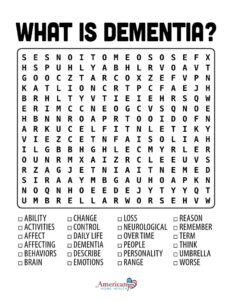 What Is Dementia Word Search Puzzle Large Print American Home Health s Blog