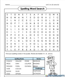 Word Search C 4 4th Grade Worksheet