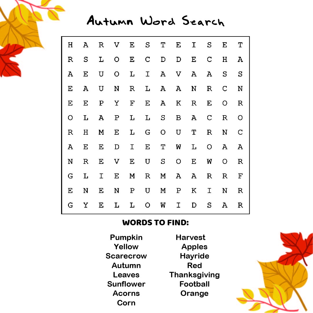 Autumn Season Word Search