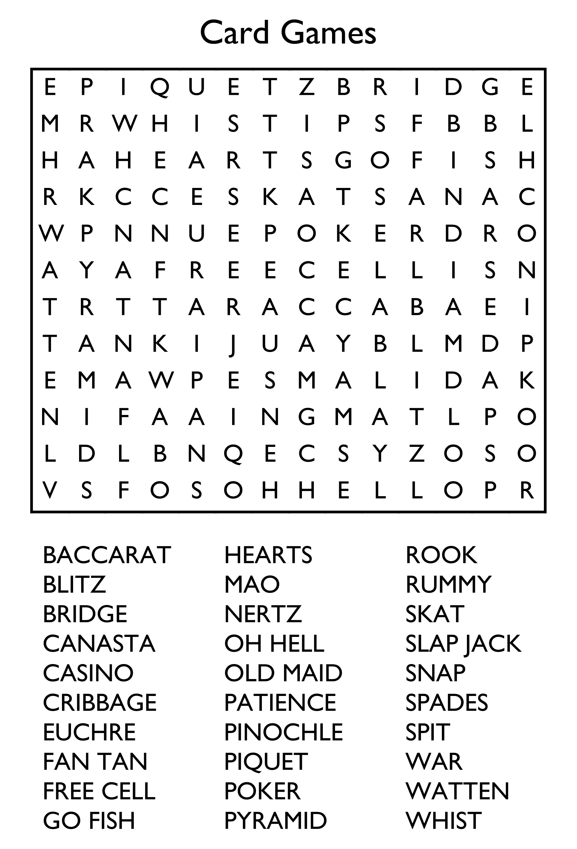 Word Search Printable Big Letters