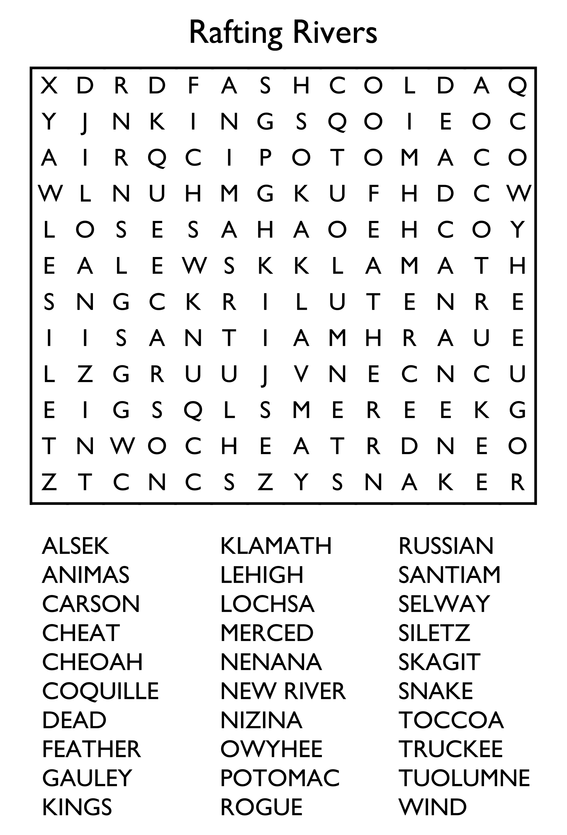 10 Free Printable Word Search Puzzles