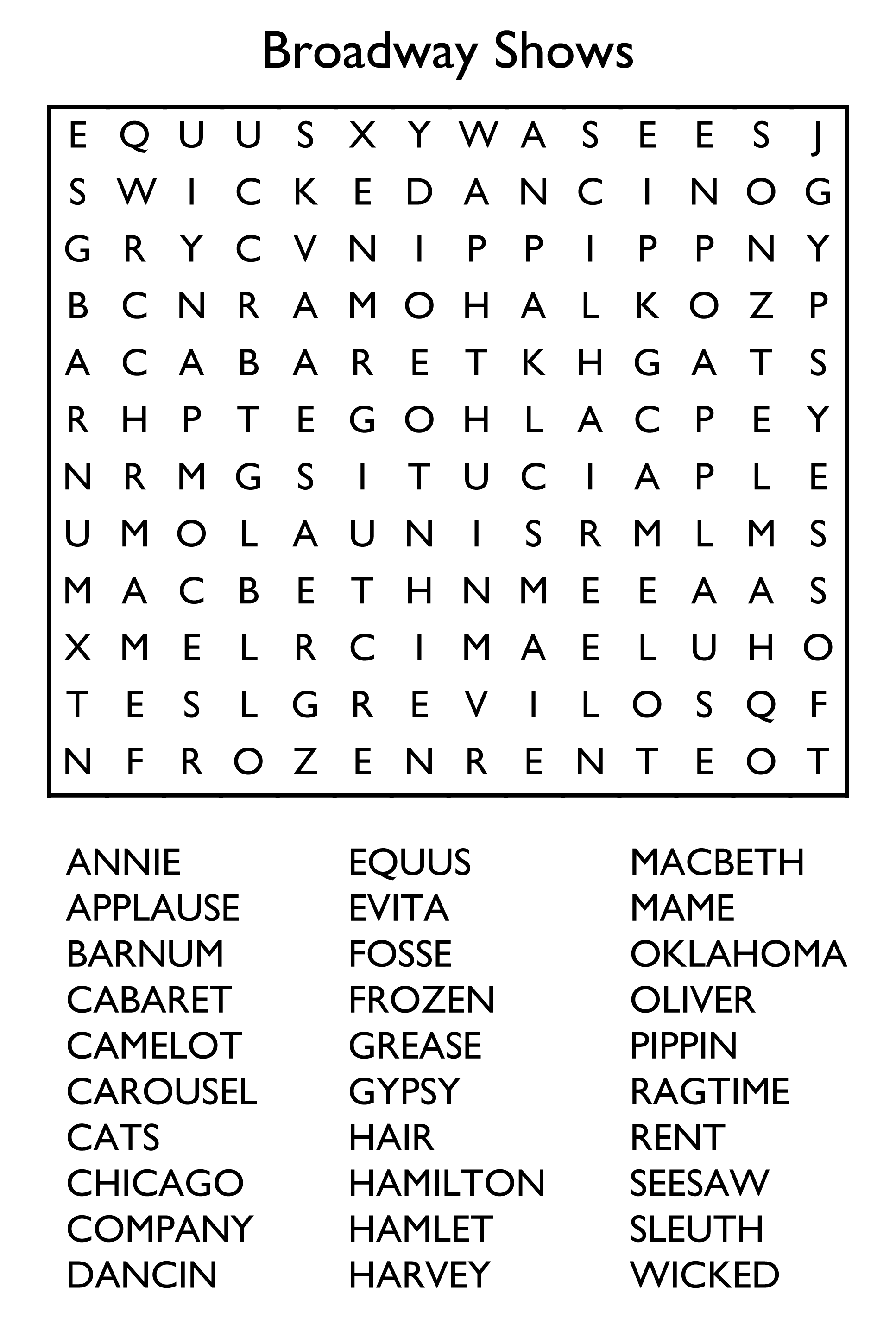 Easy Large Print Word Search