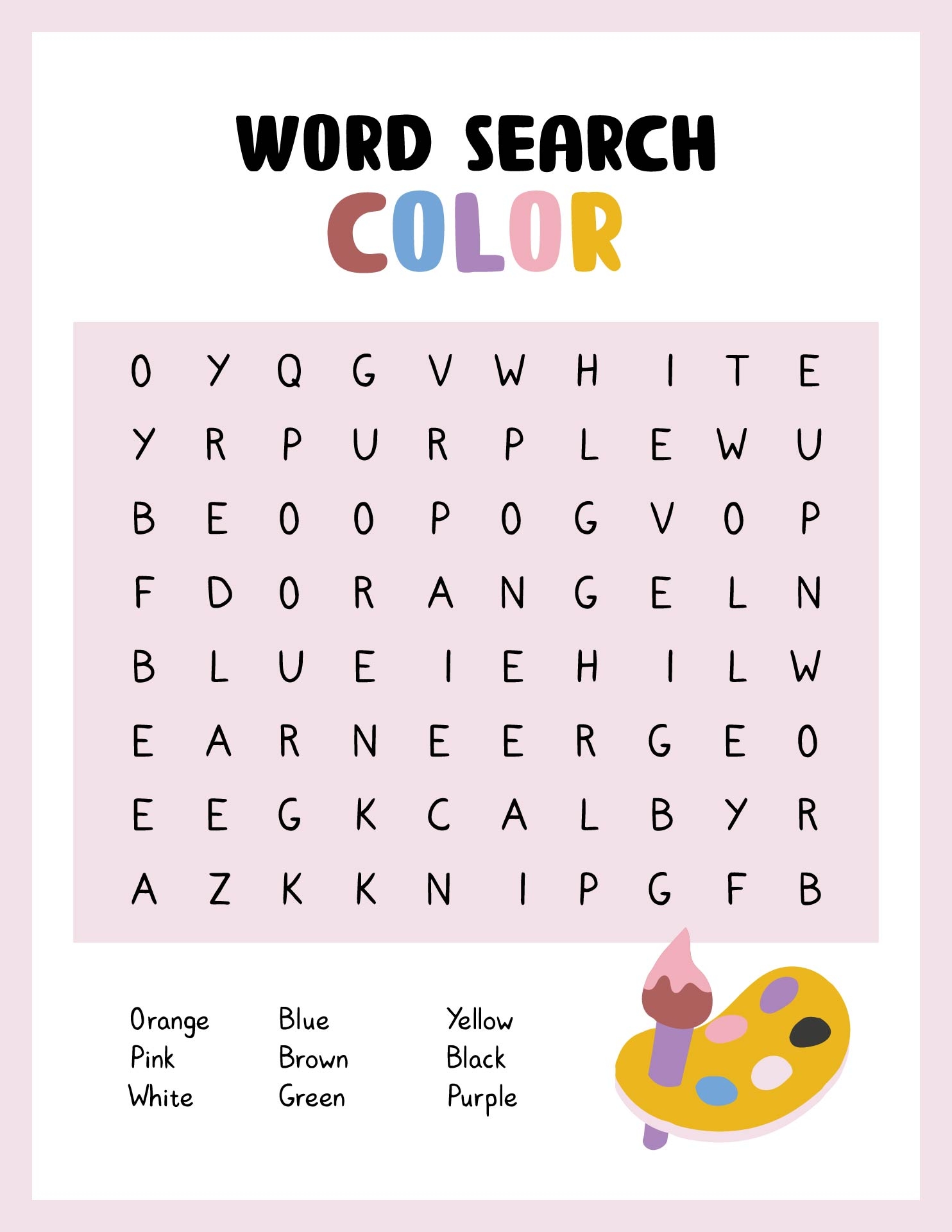 Word Search Printable Grade 1