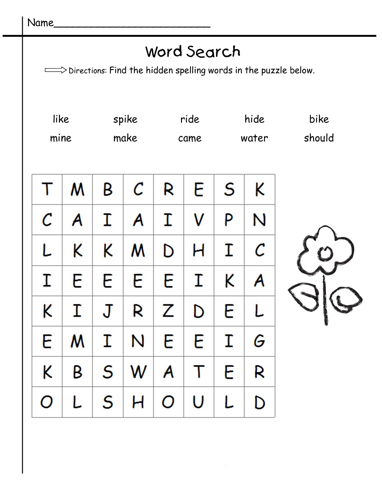 Word Search Printable Year 1