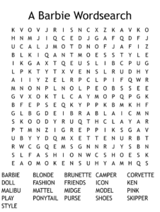 A Barbie Wordsearch WordMint