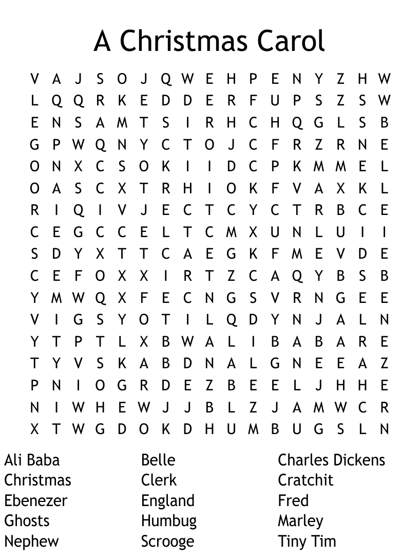 A Christmas Carol Word Search Pdf