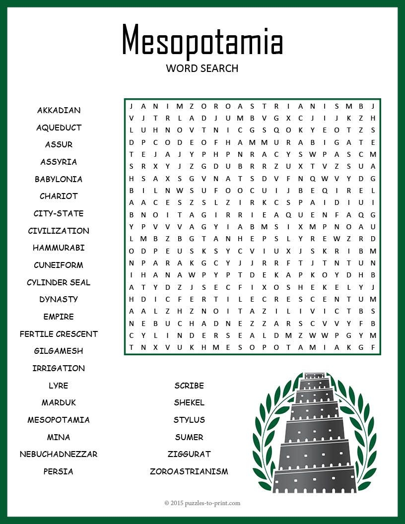 Ancient Mesopotamia Word Search