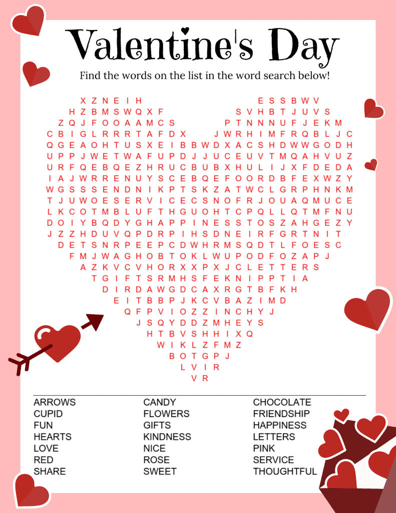 Happy Valentines Day Word Search