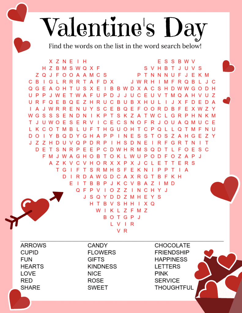 Valentine Word Search Free