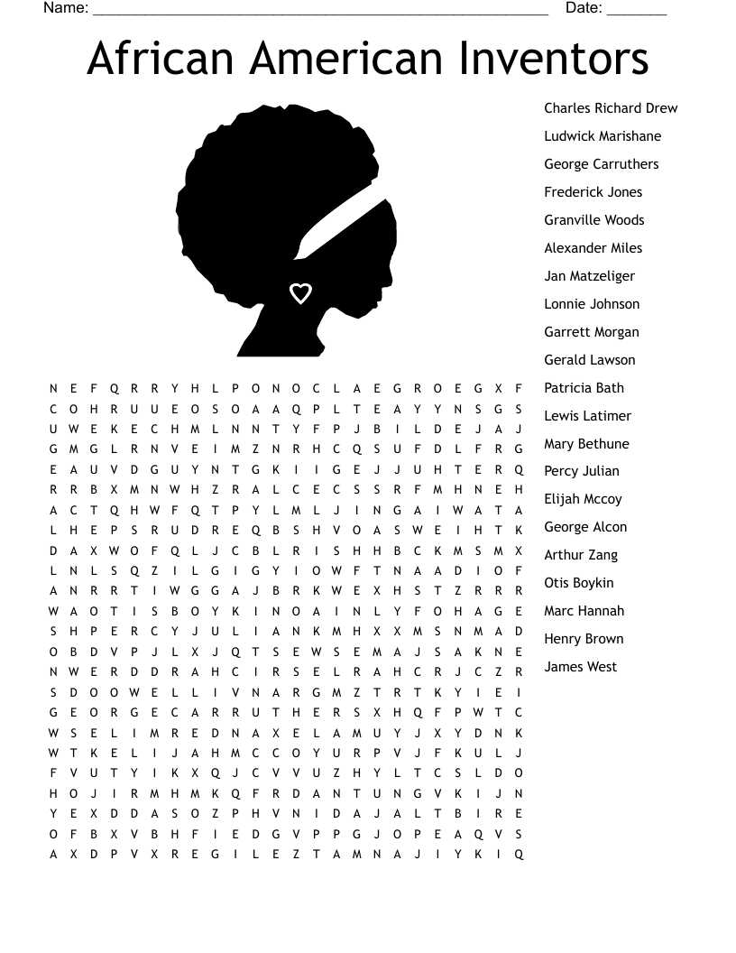 Black Inventors Word Search Word Search Printable