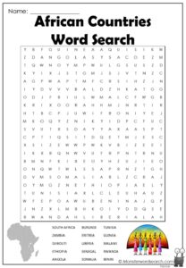 African Countries Word Search Monster Word Search