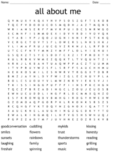 All About Me Word Search WordMint