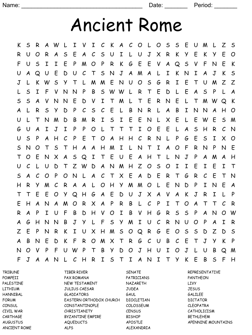 Ancient Rome Word Search WordMint
