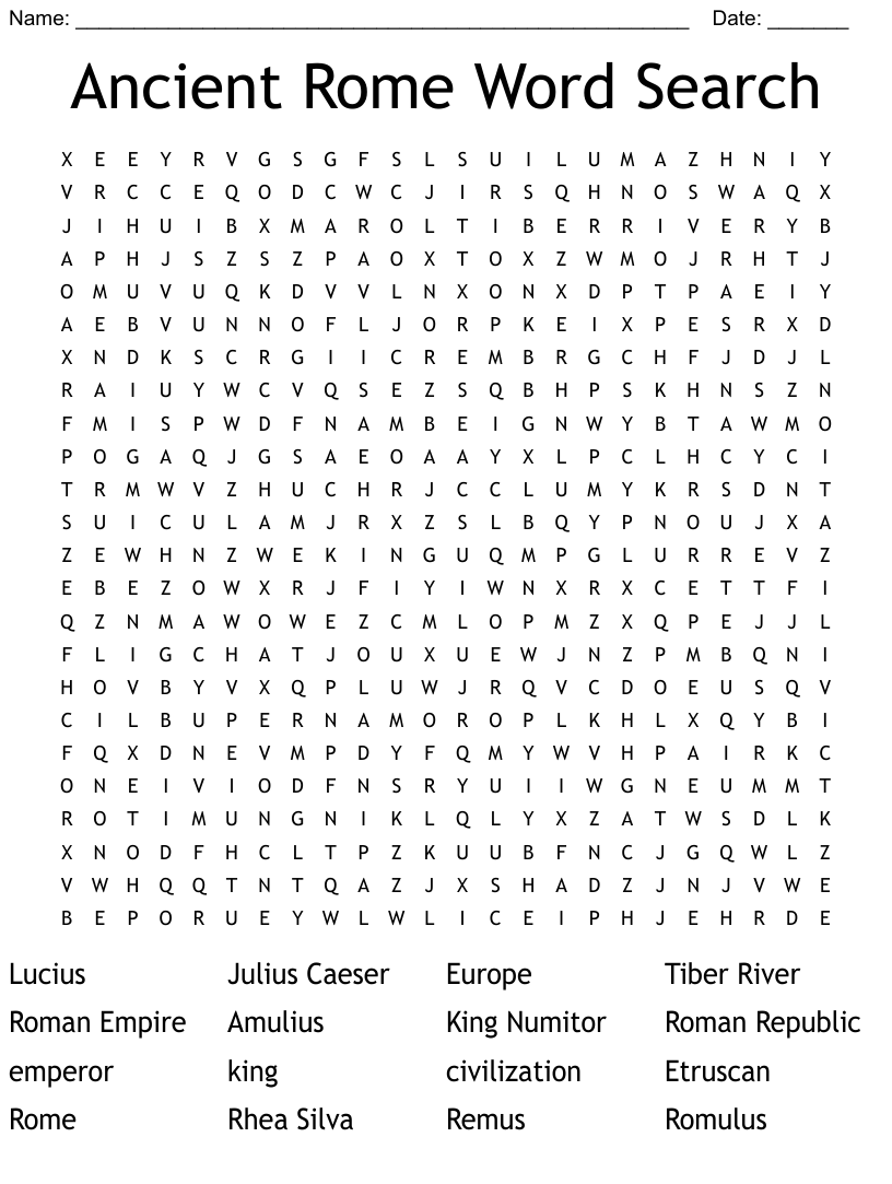 Ancient Rome Word Search WordMint