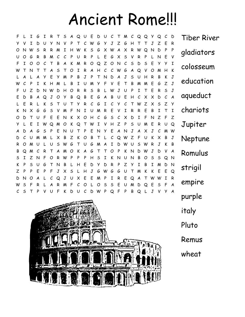 Ancient Rome Word Search Answer Key