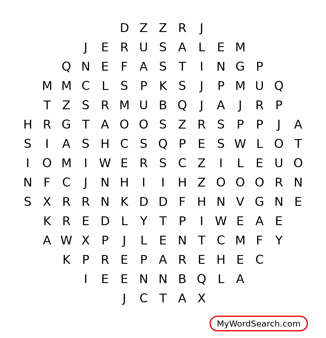 Ash Wednesday Word Search