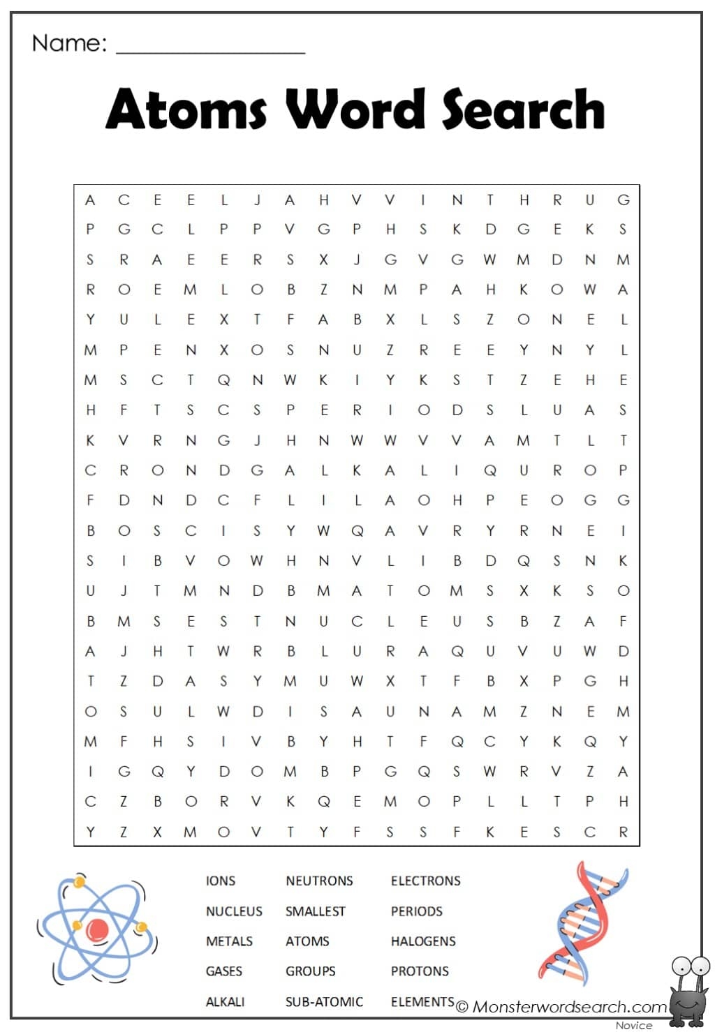Atoms Word Search Puzzle Answers Key