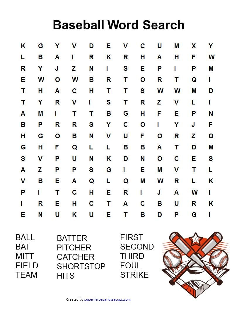 Baseball Word Search Free Printable Learning Ideas For Parents Baseball Activities Kids Word Search Baseball Printables