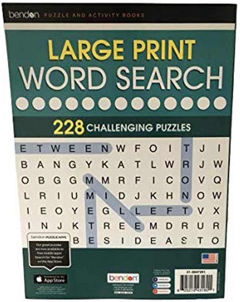 Bendon LARGE PRINT Word Search 228 Challenging Puzzles 0805219393147 Amazon Books