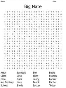 Big Nate Word Search WordMint