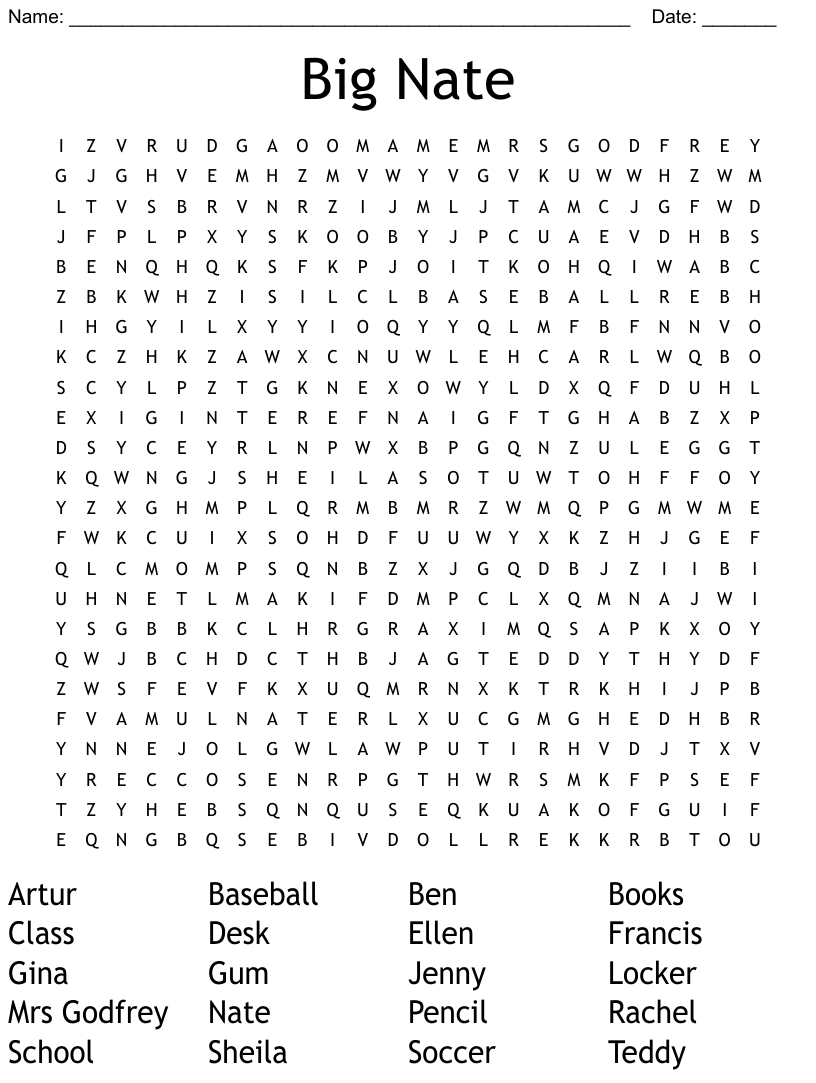 Word Search Printable Big