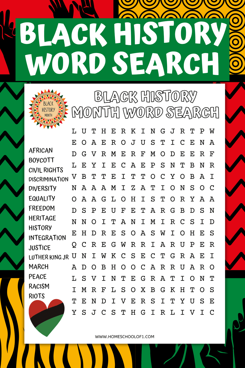 Black History Word Search free Printable Homeschool Of 1