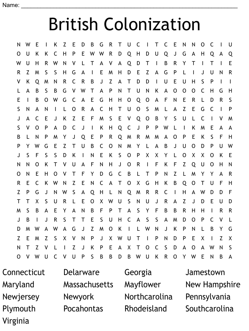 Former British Colonies Word Search Word Search Printable