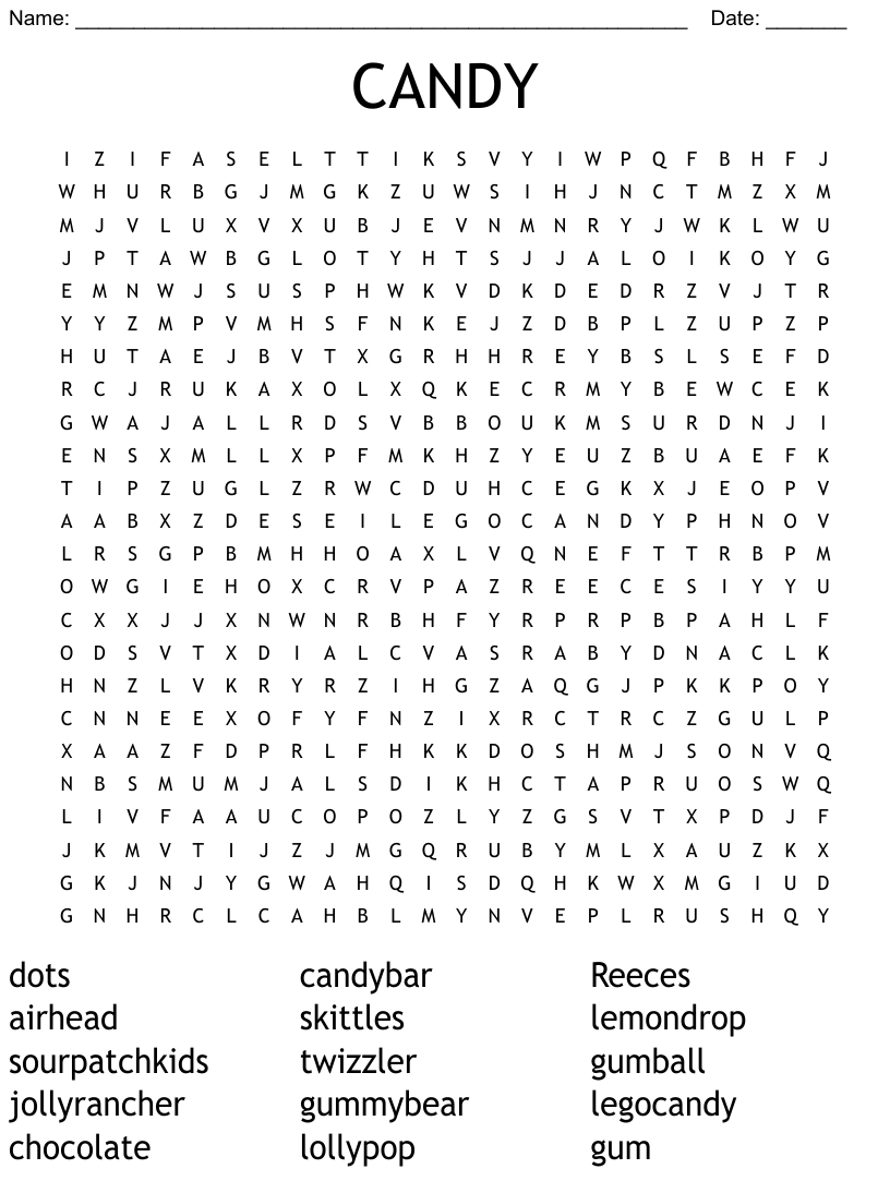 CANDY Word Search WordMint