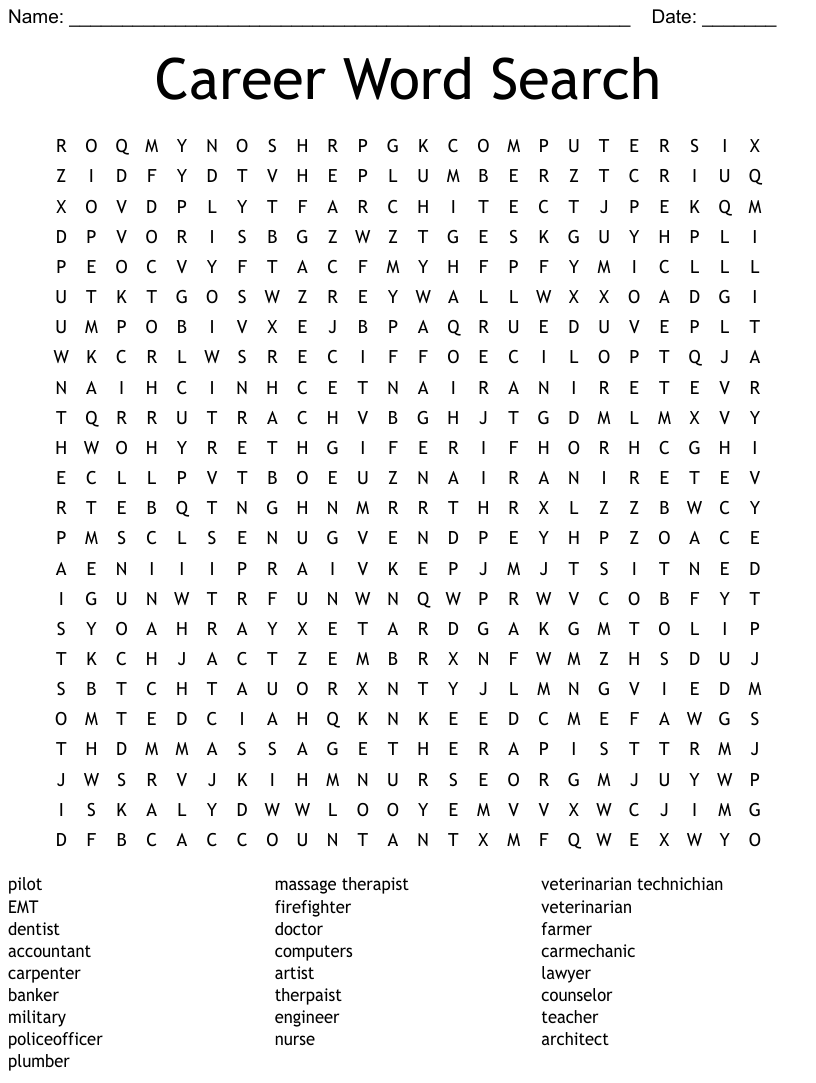 Career Word Search WordMint