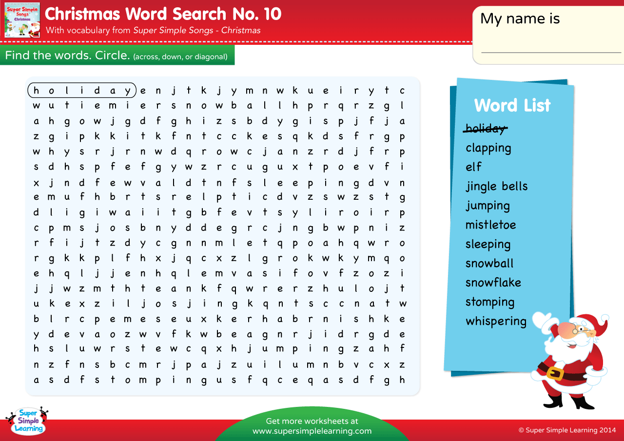 Christmas Word Search 10 Super Simple