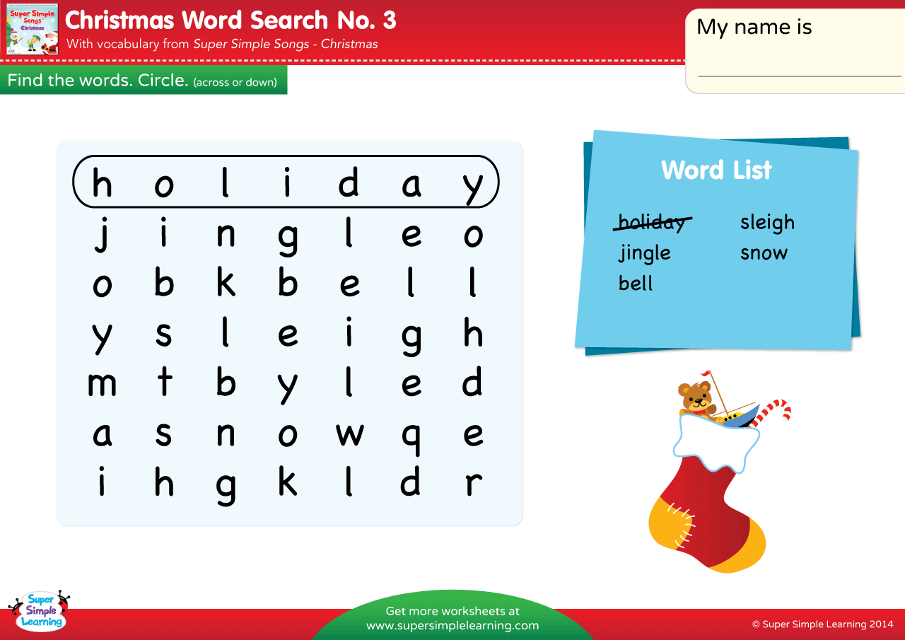 Christmas Word Search 3 Super Simple