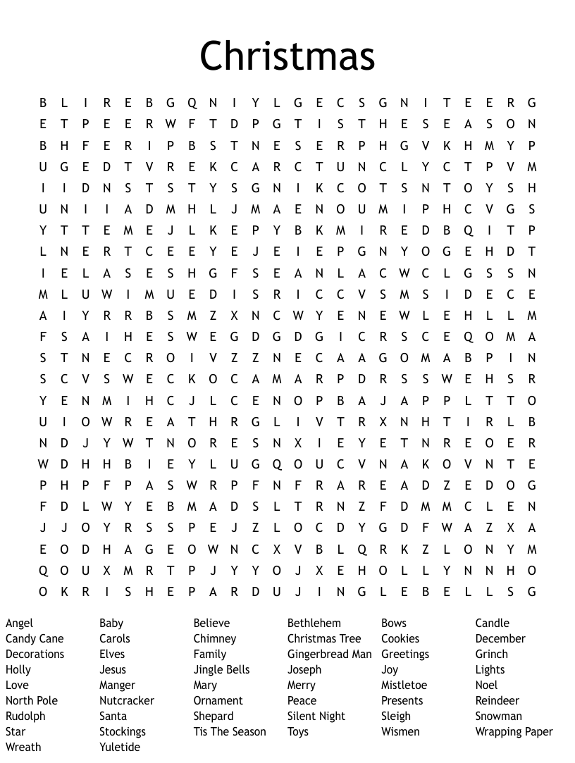 Christmas Word Search And Crossword Puzzles