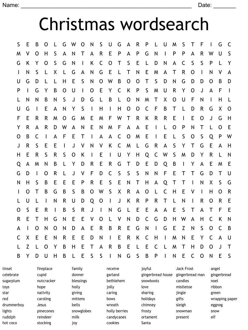 Christmas Wordsearch WordMint