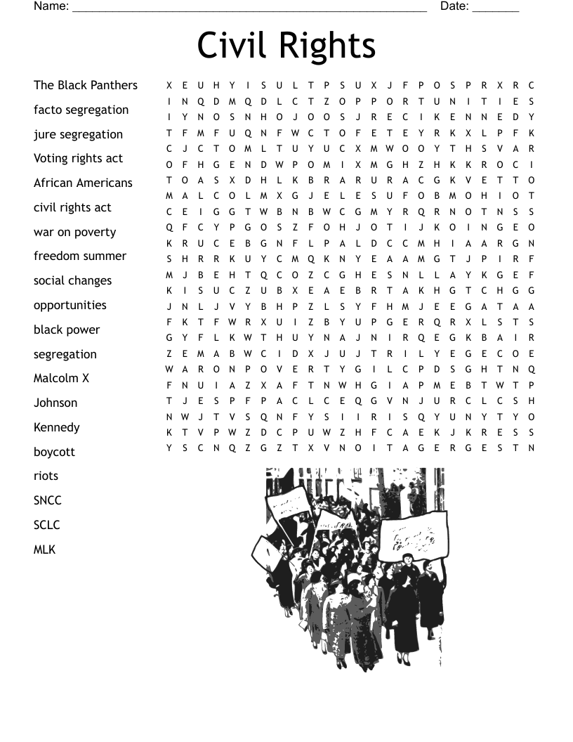 Civil Rights Movement Word Search Word Search Printable