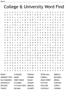 College University Word Find Word Search WordMint