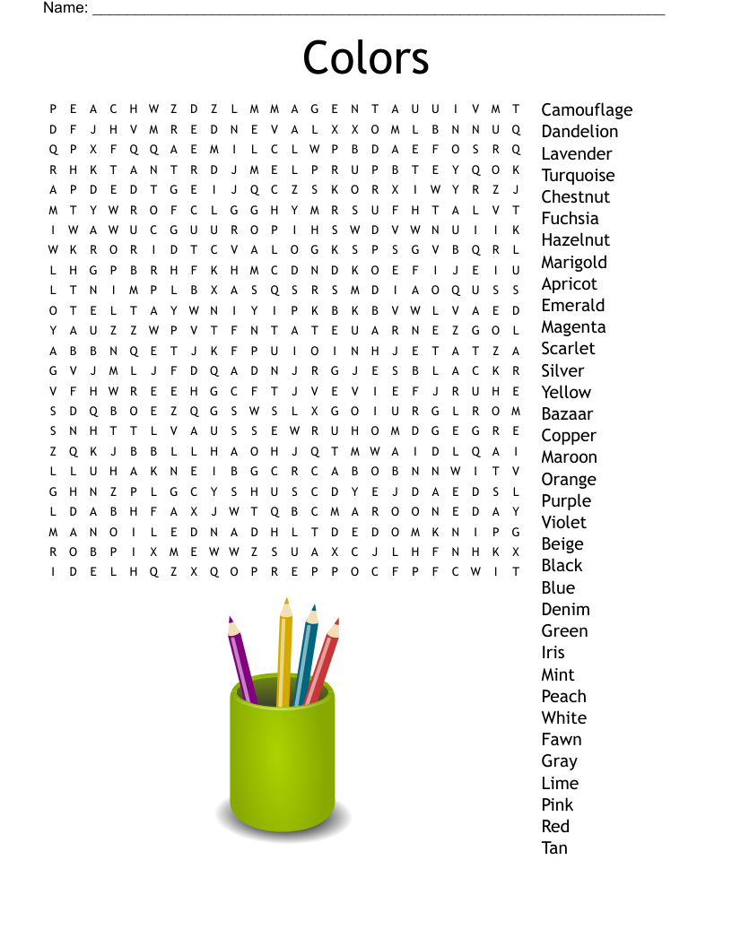 Colors Word Search WordMint