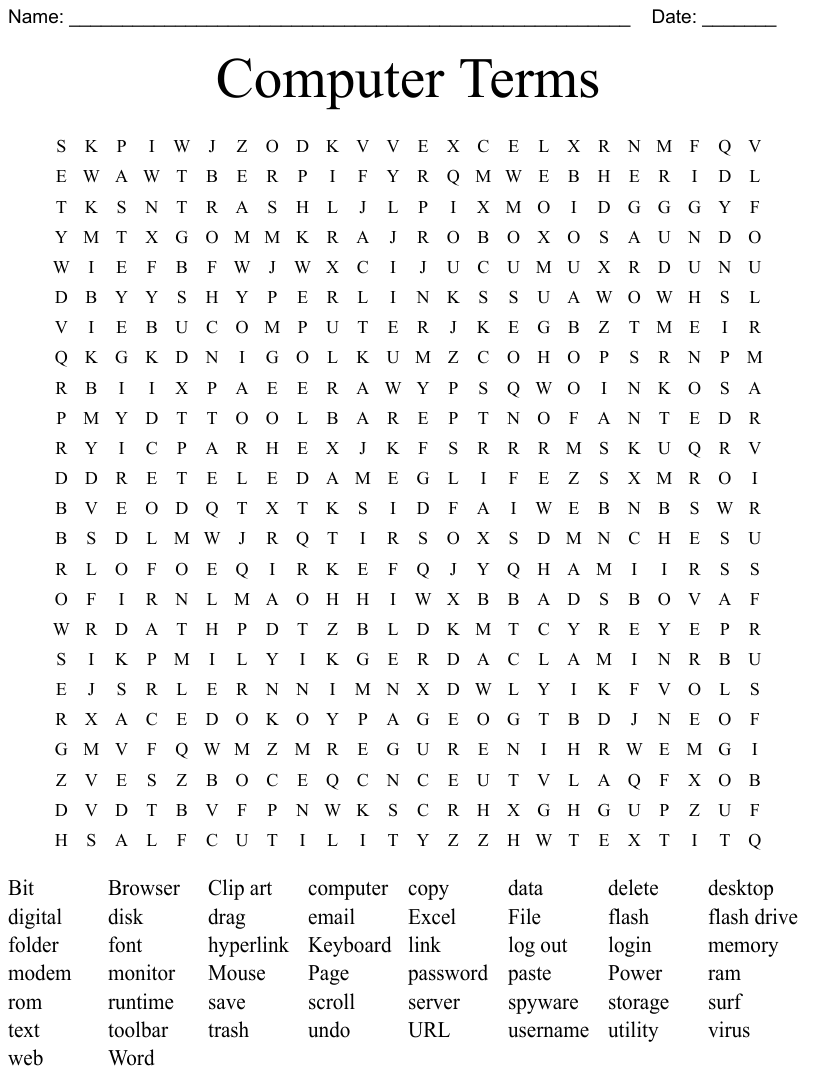 Computer Terms Word Search WordMint