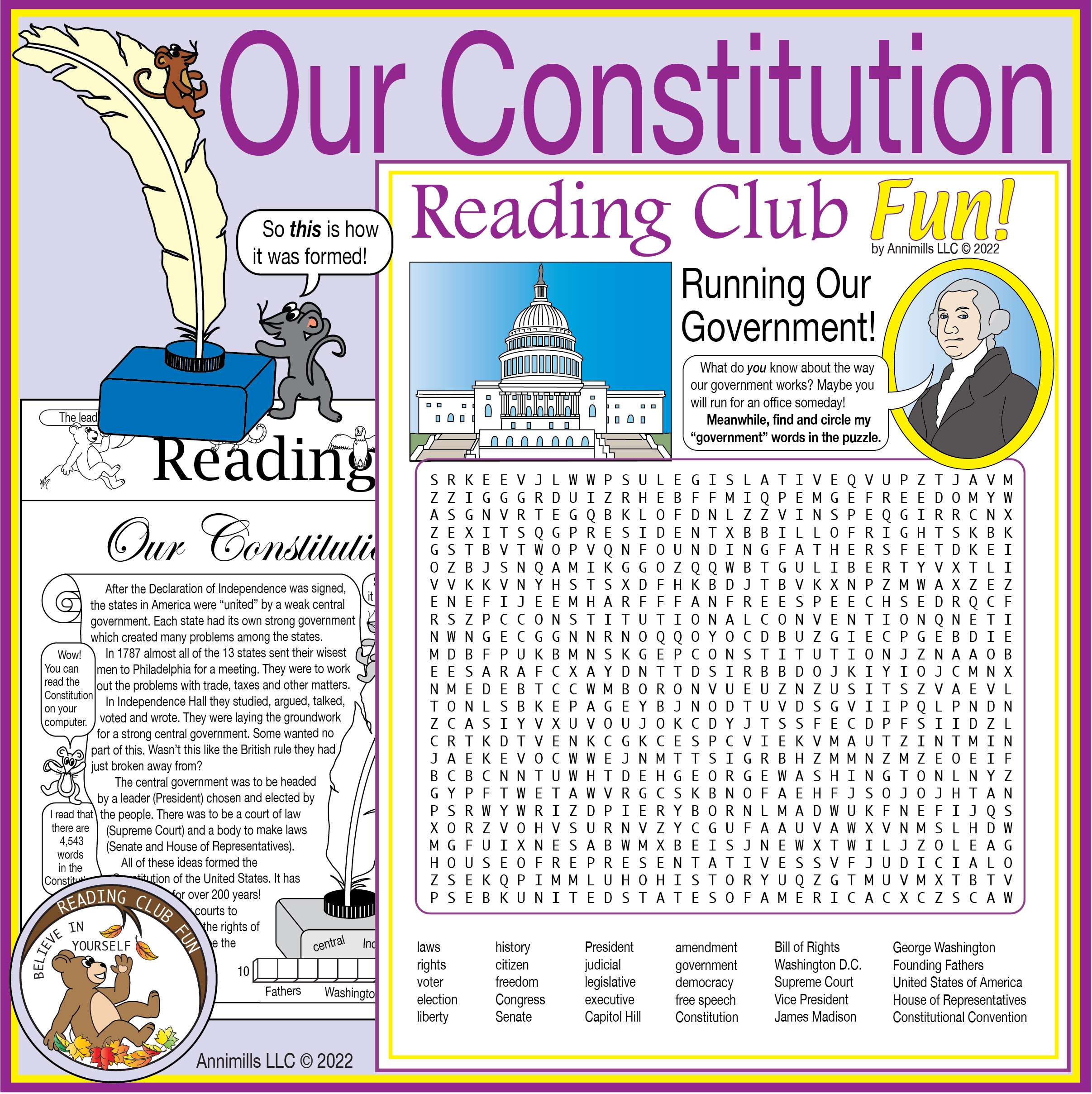 Constitution Day Activity Set And Government Word Search Made By Teachers