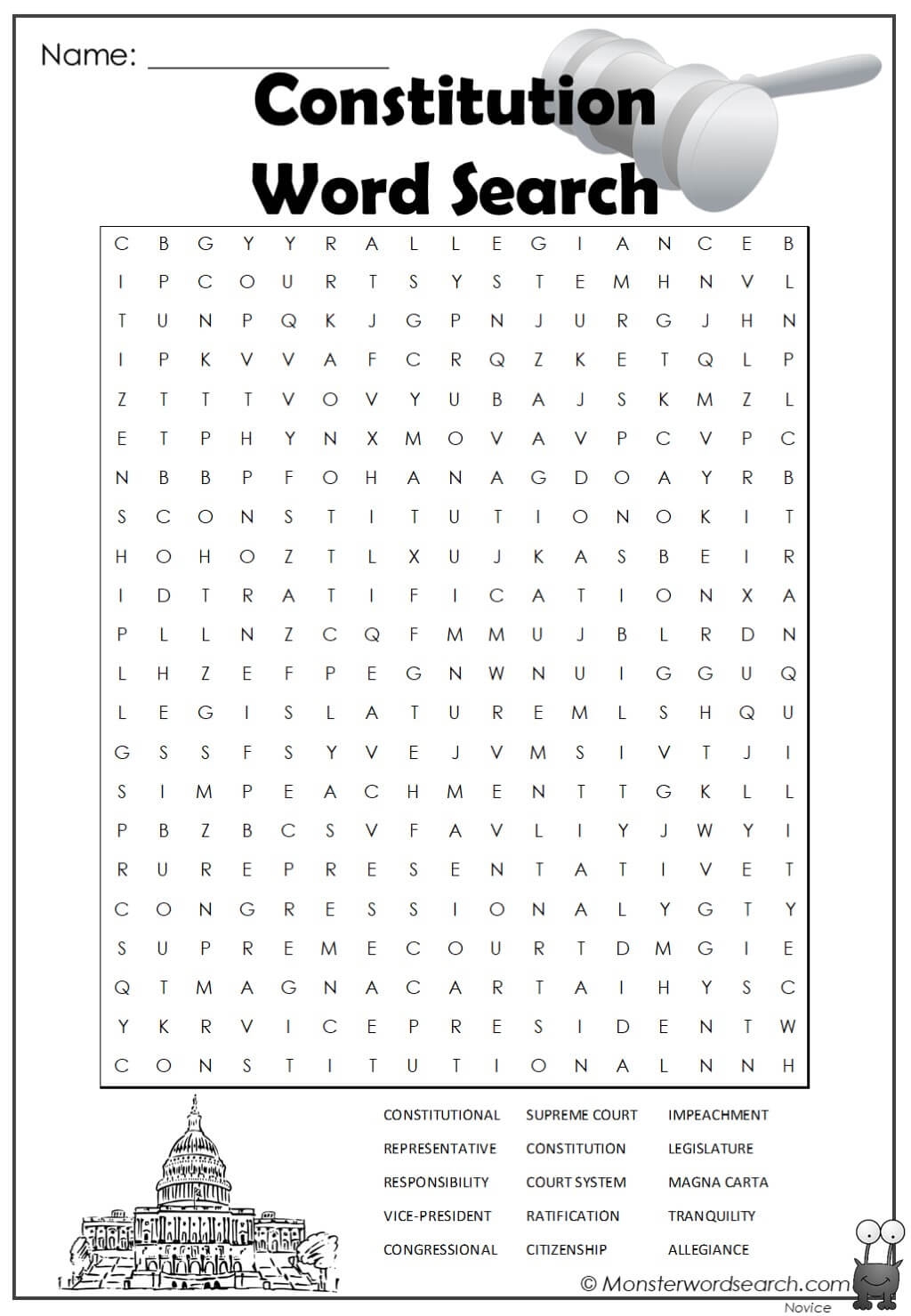 Constitution Day Word Search Answers