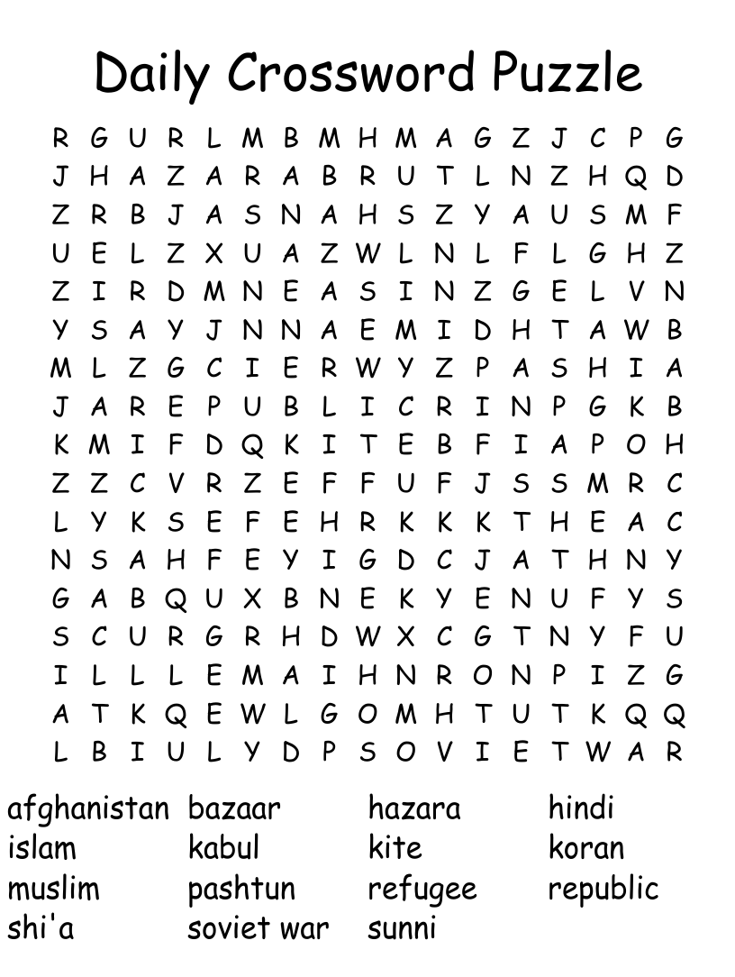 Daily Crossword Puzzle Word Search WordMint